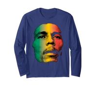 Bob Marley Gesicht Langarmshirt, Unisex für Erwachsene, Marineblau, XL