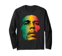 Bob Marley Gesicht Langarmshirt, Unisex für Erwachsene, Schwarz, XXL