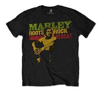 Bob Marley Herren Roots, Rock, Reggae T-Shirt, Schwarz (Black Black), Large