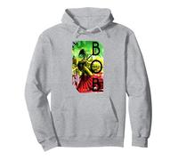Bob Marley Konzert Rasta Stripe Pullover Hoodie, Unisex für Erwachsene, Grau Meliert, S