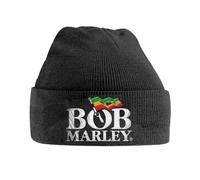 Bob Marley Mütze Beanie Jamaican Flag Logo Nue offiziell Schwarz One Size