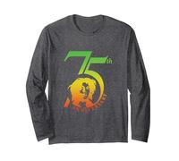 Bob Marley Rasta 75th Anniversary Logo Langarmshirt, Unisex für Erwachsene, Anthrazit Meliert, M