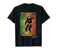 Bob Marley Rasta Fußball T-Shirt, Schwarz, S, Klassische Passform, Halbarm, Crew Kragen, Unisex, Officially Licensed, Imported