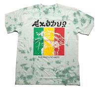 Bob Marley T Shirt Exodus Rasta Colours Nue offiziell Unisex Dye Wash Grün XL
