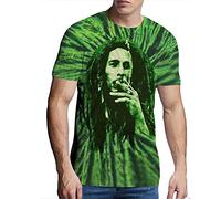 Bob Marley T Shirt Smoke Portrait Nue offiziell Unisex Tie Dye Grün M