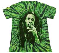 Bob Marley T Shirt Smoke Portrait Nue offiziell Unisex Tie Dye Grün XXL