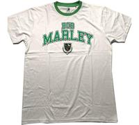 Bob Marley Unisex T Shirt Collegiate Crest Official Unisex White Ringer T-Shirt, White,