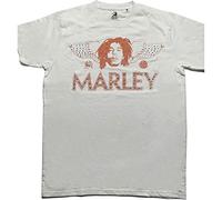 Bob Marley Unisex Wings-Logo und Strasssteinen, Weiß T-Shirt, XXL