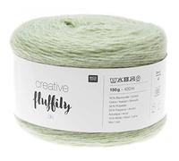 Bobbelwolle mit Glitzer 150 g | Rico Creative Fluffily dk | Flauschgarn mit dezentem Glitzereffekt | Wolle Nadelstärke 4 zum Stricken und Häkeln (013 Aqua)