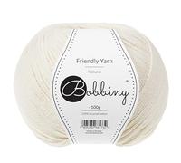 Bobbiny Friendly Garn, 100 % recycelte Baumwolle, zum Stricken, Amigurumi-Makramee-Häkeln, 200 m (natürlich)