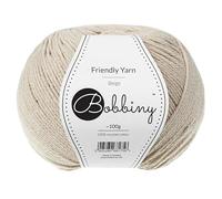 Bobbiny Friendly Yarn Amigurumi-Makramee-Häkelgarn, 100 % recycelte Baumwolle, 200 m, Beige