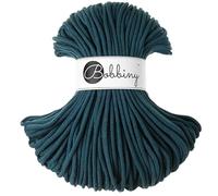 Bobbiny Geflochtene Makramee-Schnur, 5 mm, 100 % recycelte Baumwolle, Pfauenblau, 50 m