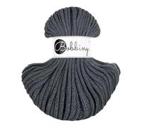Bobbiny Makramee-Schnur, geflochten, 5 mm, 100 % recycelte Baumwolle, Anthrazit, 50 m