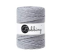 Bobbiny Oeko-Tex Premium Makramee Garn aus ökologischer Baumwolle 5 mm x 100 m 3fach gedreht (Silver)