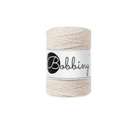 Bobbiny Premium Makramee Garn aus 100% recycelter Baumwolle 1,5 mm 3-Fach gedreht 100 m (Golden Natural)