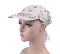 BOBEINI Schal Kappe, Damen Unisex Visor Pre Fitted Bandana Turban Hut Boho Paisley Floral Printed Tie Knot Back Cotton Baseball Cap Adjustable Sun Head Scarf
