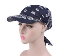 BOBEINI Schal Kappe, Damen Unisex Visor Pre Fitted Bandana Turban Hut Boho Paisley Floral Printed Tie Knot Back Cotton Baseball Cap Adjustable Sun Head Scarf
