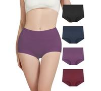 Bobelle Wear Boxershorts Damen Hohe Taille Unterhosen Baumwolle Weich Slips Atmungsaktiv Panties Hipster Unterwäsche Frauen 4er Pack (Multicolor01, XL)