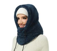 Bobelle Wear Plüsch Sturmhaube Mütze Damen Winter, Warme Balaclava Fleece Thermo Skimaske Gesichtshaube Herren für Outdoor Skifahren Radfahren (Marineblau)