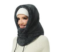 Bobelle Wear Plüsch Sturmhaube Mütze Damen Winter, Warme Balaclava Fleece Thermo Skimaske Gesichtshaube Herren für Outdoor Skifahren Radfahren (Grau)