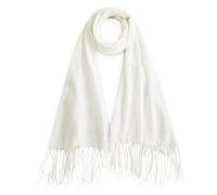 Bobelle Wear Schal Damen, Warme Winterschal Baumwolle, Weicher Deckenschal mit Fransen/Quasten, Kuscheliger Dicker Langscha, 196 x 69 cm (Creme)