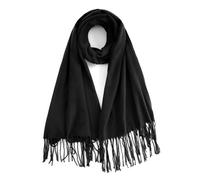 Bobelle Wear Schal Damen, Warme Winterschal Baumwolle Weicher Einfarbig Langschal mit Fransen/Quasten, Kuscheliger Deckenschal, 196 x 69 cm (Schwarz)