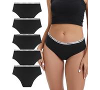 Bobelle Wear Unterhosen Damen, 5er Pack Baumwolle Slip Damen Bequeme Atmungsaktiv Hipster Panties Weiche Unterwäsche Frauen (Schwarz, XXL)