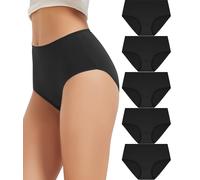 Bobelle Wear Unterhosen Damen Baumwolle, Hohe Taille Unterwäsche Frauen Atmungsaktiv Panties Weich 5er Pack（2XL,Schwarz