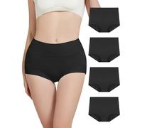 Bobelle Wear Unterhosen Damen Hohe Taille Boxershorts Baumwolle Atmungsaktiv Slips Weich Panties Hipster Unterwäsche Frauen 4er Pack (Schwarz, M)