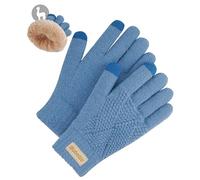 Bobelle Wear Winterhandschuhe Damen Alpaka, Thermo Touchscreen Handschuhe, Verdickte Strickhandschuhe mit Fleece Innenfutter, Warme Wollhandschuhen für Outdoor (Blau)