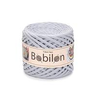 Bobilon T-Shirt Garn Fettuccini Zpagetti Ball, 3-5 mm für Häkeln Stricken, Masken-Ohrbänder, Bio-Baumwolle, Makramee, Jersey, Silber
