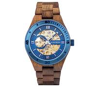 BOBO BIRD Herren-Holz-Uhren, Skelett, mechanische Holzuhr, leicht, Luxus-Armbanduhren mit Naturholzband, limitierte Kollektion für Herren, Blau1, Classic, GT133