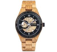 BOBO BIRD Herren-Holzuhren, Skelett, mechanische Holzuhr, leicht, Luxus-Armbanduhren mit Naturholzband, limitierte Edition-Kollektion für Herren, Schwarz, Modischer Klassiker