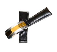 BoBoHome 20mm Flexibles Echtes Leder-Armband Ersatz-Trennverschluss-Armband Uhrenaccessoires für Rolex Black Green Submariner-Schwarz D