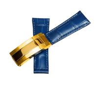 BoBoHome 20mm Flexibles Echtes Leder-Armband Ersatz-Trennverschluss-Armband Uhrenaccessoires für Rolex Black Green Submariner-Blau B