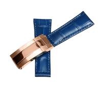 BoBoHome 20mm Flexibles Echtes Leder-Armband Ersatz-Trennverschluss-Armband Uhrenaccessoires für Rolex Black Green Submariner-Blau C