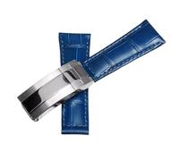 BoBoHome 20mm Flexibles Echtes Leder-Armband Ersatz-Trennverschluss-Armband Uhrenaccessoires für Rolex Black Green Submariner-Blau A