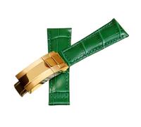 BoBoHome 20mm Flexibles Echtes Leder-Armband Ersatz-Trennverschluss-Armband Uhrenaccessoires für Rolex Black Green Submariner-Grün B