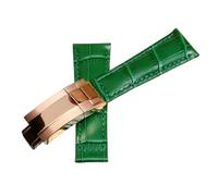 BoBoHome 20mm Flexibles Echtes Leder-Armband Ersatz-Trennverschluss-Armband Uhrenaccessoires für Rolex Black Green Submariner-Grün C