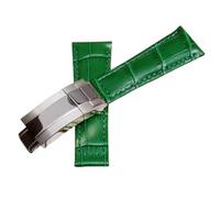 BoBoHome 20mm Flexibles Echtes Leder-Armband Ersatz-Trennverschluss-Armband Uhrenaccessoires für Rolex Black Green Submariner-Grün A