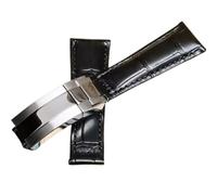 BoBoHome 20mm Flexibles Echtes Leder-Armband Ersatz-Trennverschluss-Armband Uhrenaccessoires für Rolex Black Green Submariner-Schwarz A