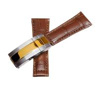 BoBoHome 20mm Flexibles Echtes Leder-Armband Ersatz-Trennverschluss-Armband Uhrenaccessoires für Rolex Black Green Submariner-Braun D