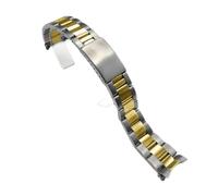 BoBoHome 3-Perlen Edelstahl Uhrarmband Gebogenes Ende Faltschnalle Ersatz Uhr-Zubehör für Rolex Air-King Datejust Series - Silber Gold 18MM