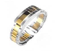 BoBoHome Bürsteter Stahl Ersatz-Uhrenband Verstellbar Uhrarmband mit Faltschnalle für Rolex Yacht-Master-Silber Gold 21MM