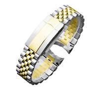 BoBoHome Edelstahl Gebogenes Ende Ersatz Uhrarmband Massives Metall, Uhrenband Zubehör für Rolex GMT-Master-Silber Gold 20MM