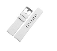BoBoHome Flexibles Echtes Leder Armband Austauschbar Wasserdicht Farbenfrohes Ersatzarmband Zubehör für Diesel DZ1657 DZ4323 DZ7313-Weiß 32mm