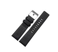 BoBoHome Flexibles Echtes Leder Armband Austauschbar Wasserdicht Farbenfrohes Ersatzarmband Zubehör für Diesel DZ1657 DZ4323 DZ7313-Schwarz 24mm