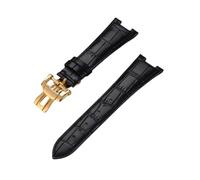 BoBoHome Flexibles Echtes Leder-Armband Verstellbares Metall-Trennverschluss-Armband Reparaturaccessoires für PATEK PHILIPPE Nautilus 5711/5712/5980-Schwarz + Gold