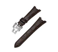 BoBoHome Flexibles Echtes Leder-Armband Verstellbares Metall-Trennverschluss-Armband Reparaturaccessoires für PATEK Philippe Nautilus 5711/5712/5980-Kaffee + Silber