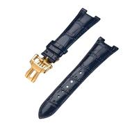 BoBoHome Flexibles Echtes Leder-Armband Verstellbares Metall-Trennverschluss-Armband Reparaturaccessoires für PATEK Philippe Nautilus 5711/5712/5980-Blau + Gold